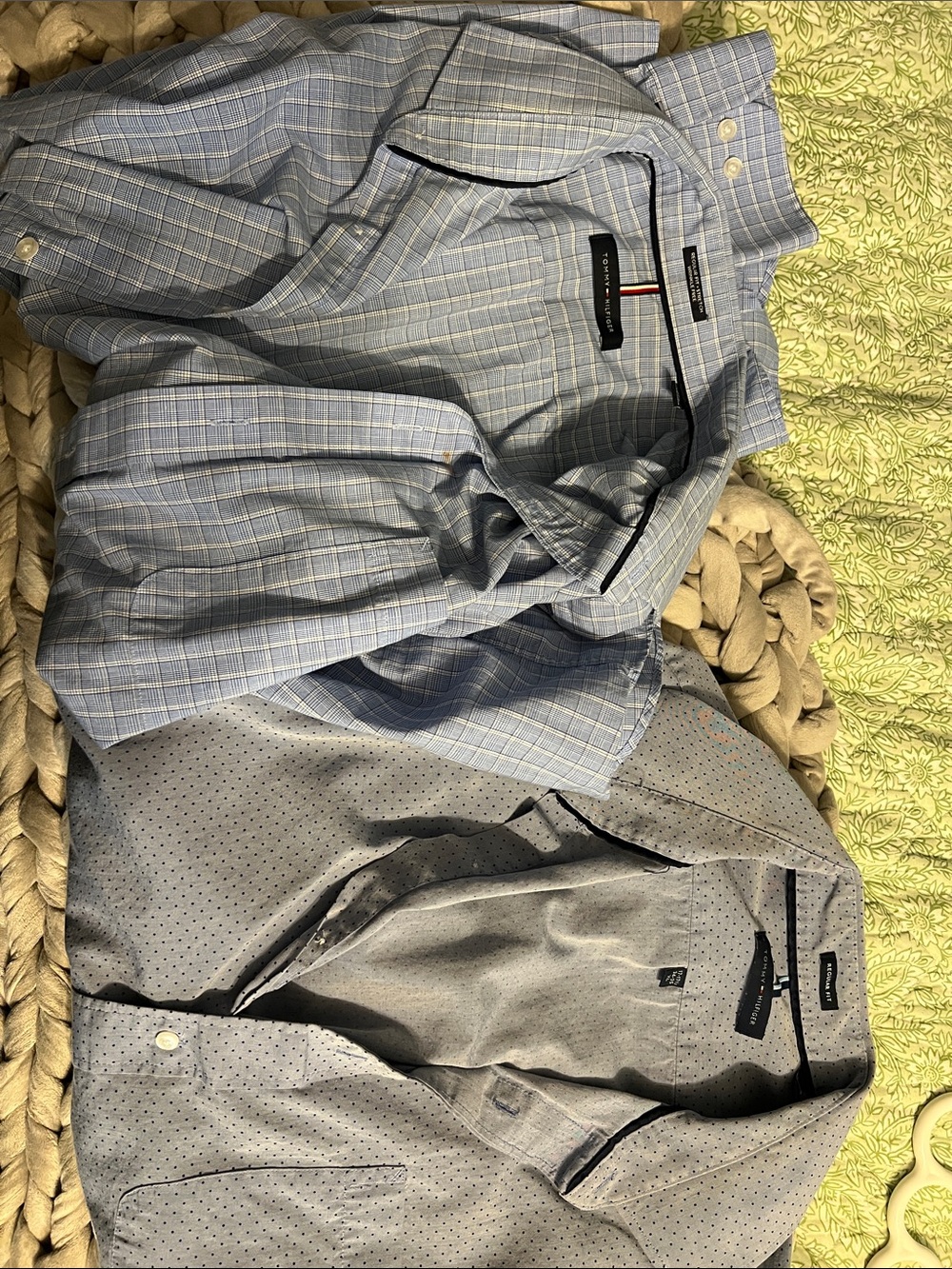 Tommy Hilfiger Light Blue Plaid & Gray Dress Shirt Duo